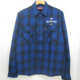 HIDE-and-SEEK-Check-LS-Shirt-12sa-BLUE