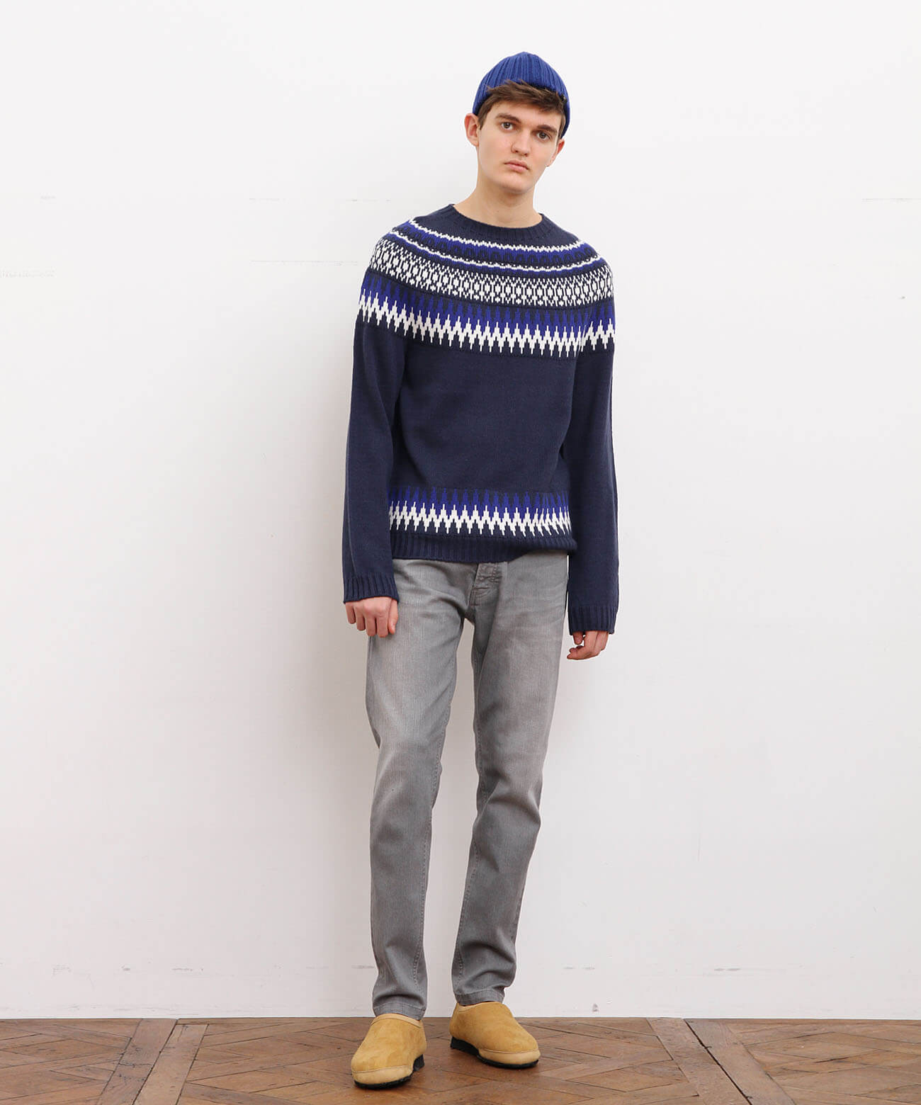 BEDWIN C-NECK NORDIC JAQUARD KNIT SWEATER DANNY